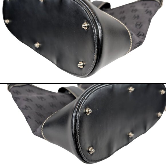 Dooney & Bourke Black Signature Crescent Canvas Leather Y2K Hobo Shoulder Bag - Picture 6 of 10